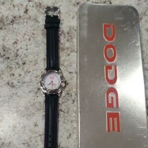 Dodge Black Leather Watch